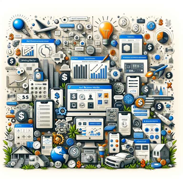 Illustration of interconnected technology, finance, and business icons symbolizing digital innovation for small business webs