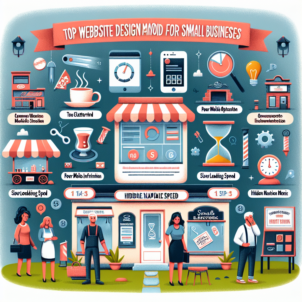 Infographic detailing top website design mistakes small businesses should avoid for better online success.